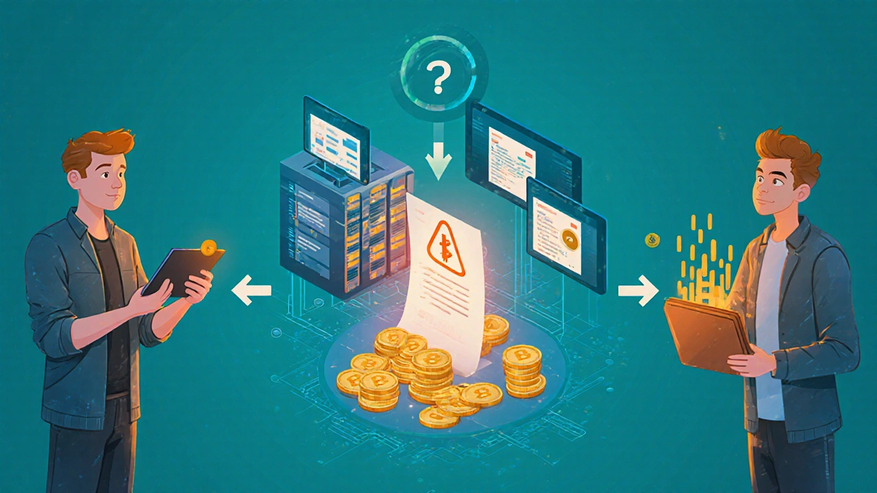 Benutzer zahlt Prämie, Oracle prüft Hack, Smart Contract zahlt Token aus.