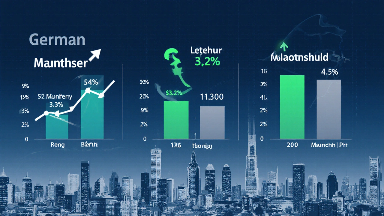 Konzepthafte Darstellung von Mieten, Leerstand und Cap-Rate in deutschen Städten.