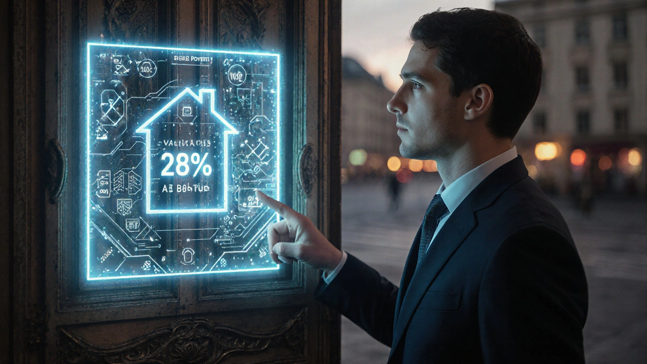 Menschlicher Gutachter vergleicht KI-Daten mit historischem Immobilienmerkmal.