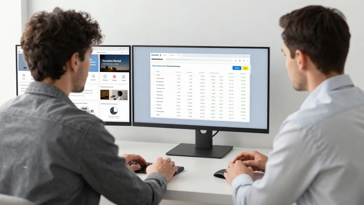 Deutscher Eigentümer und lokale Agentur besprechen eine transparente monatliche Abrechnung in Split.
