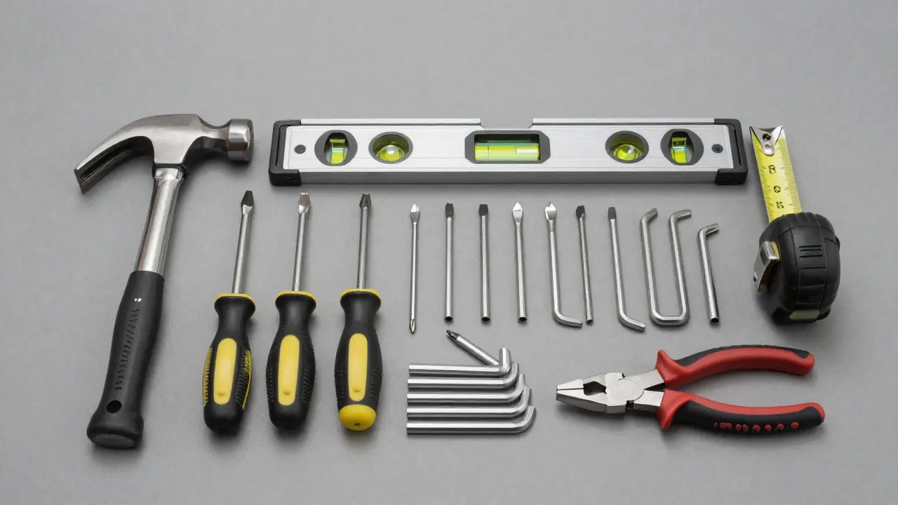Ein vollständig ausgestatteter und ordentlich sortierter Werkzeugkoffer für Einsteiger.