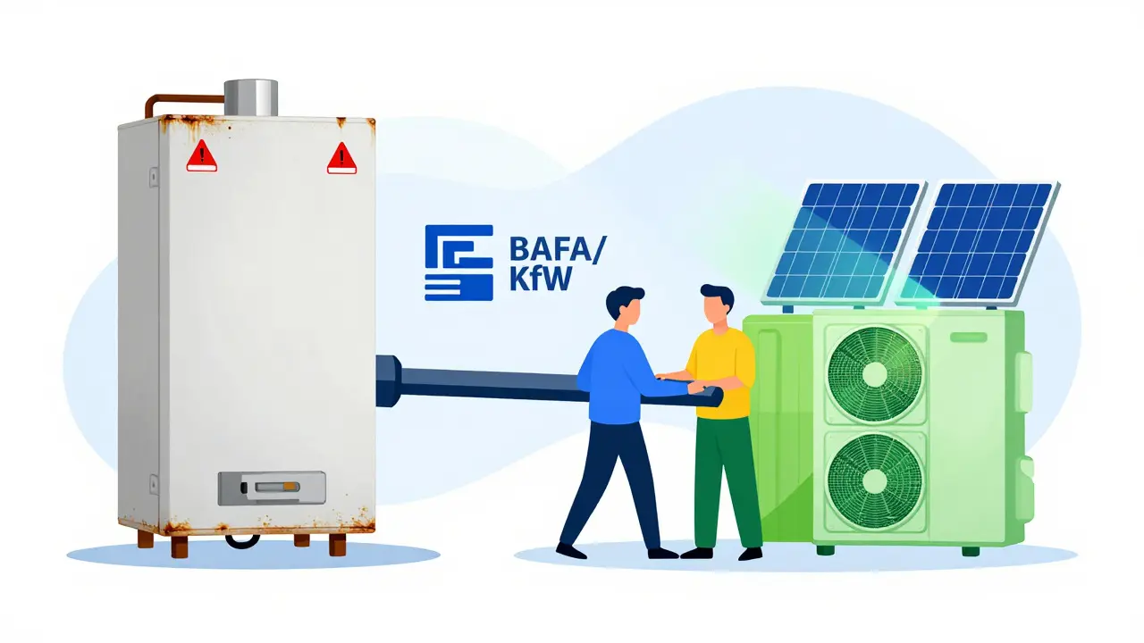 Illustration zur Förderung von erneuerbaren Heizsystemen in Deutschland