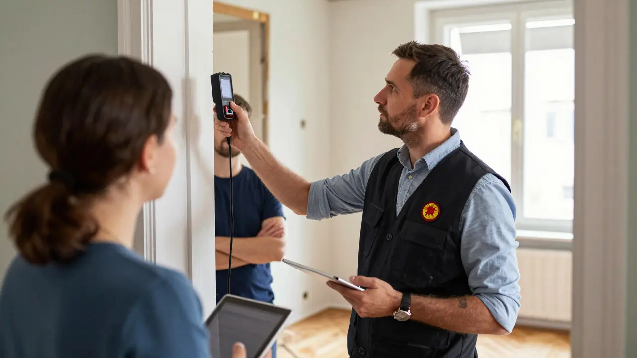Schallschutzmessung durch Experten in einer Wohnung