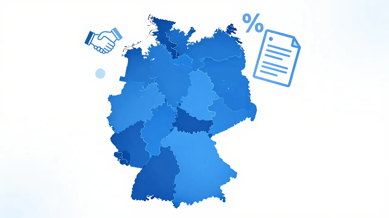 Karte Deutschlands mit farbigen Regionen für Maklergebühren