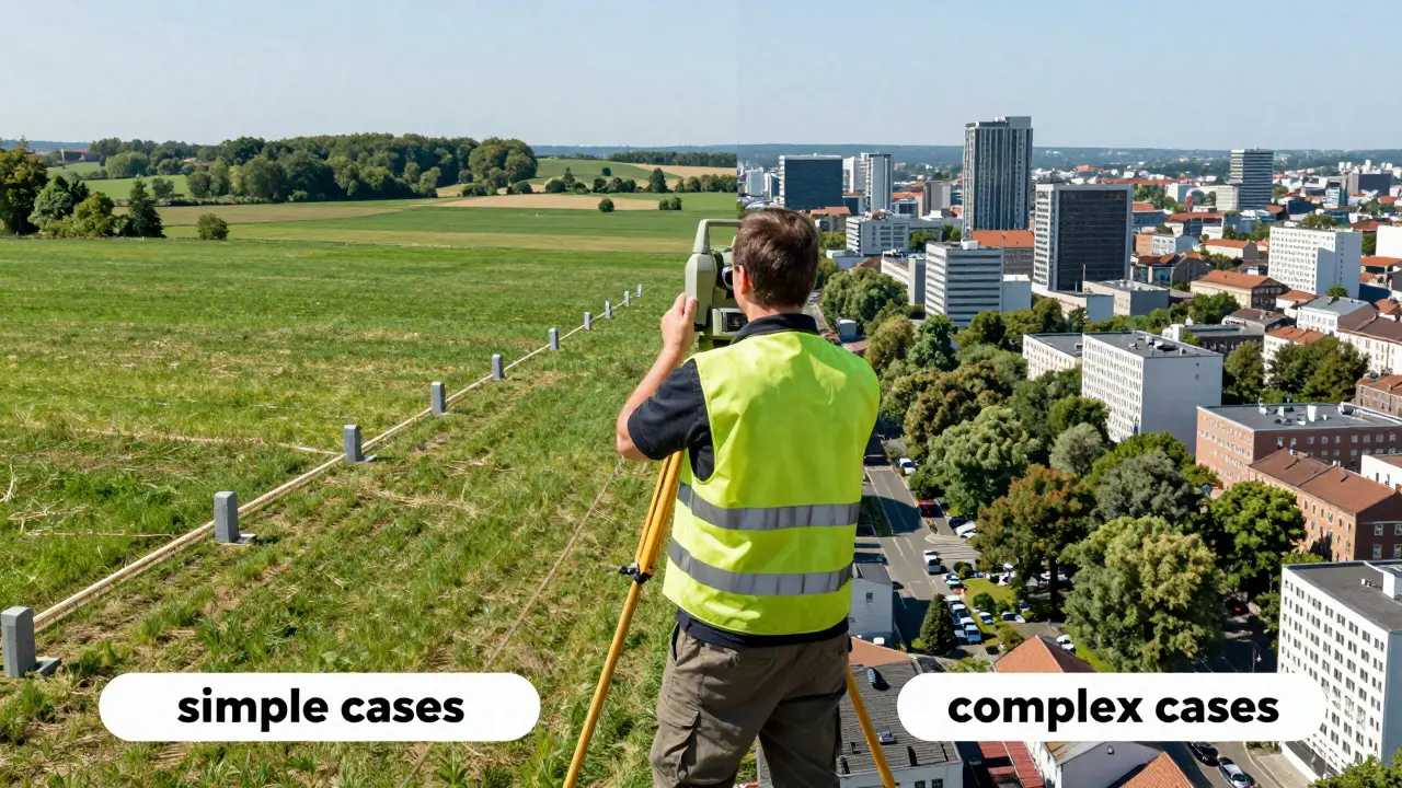 Vermessung auf dem Land versus in der Stadt zeigt Kostenunterschiede