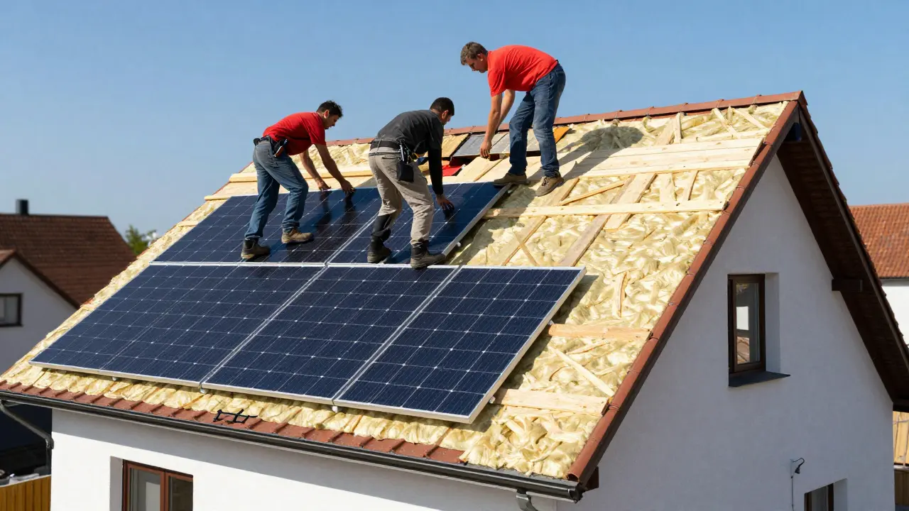Dachdämmung kombiniert mit Photovoltaik-Anlage