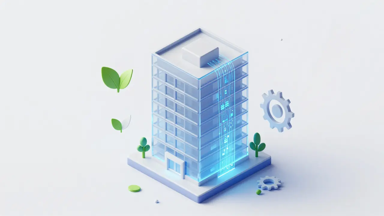 Datenfluss und Energieeffizienz in einem grünen Gebäude
