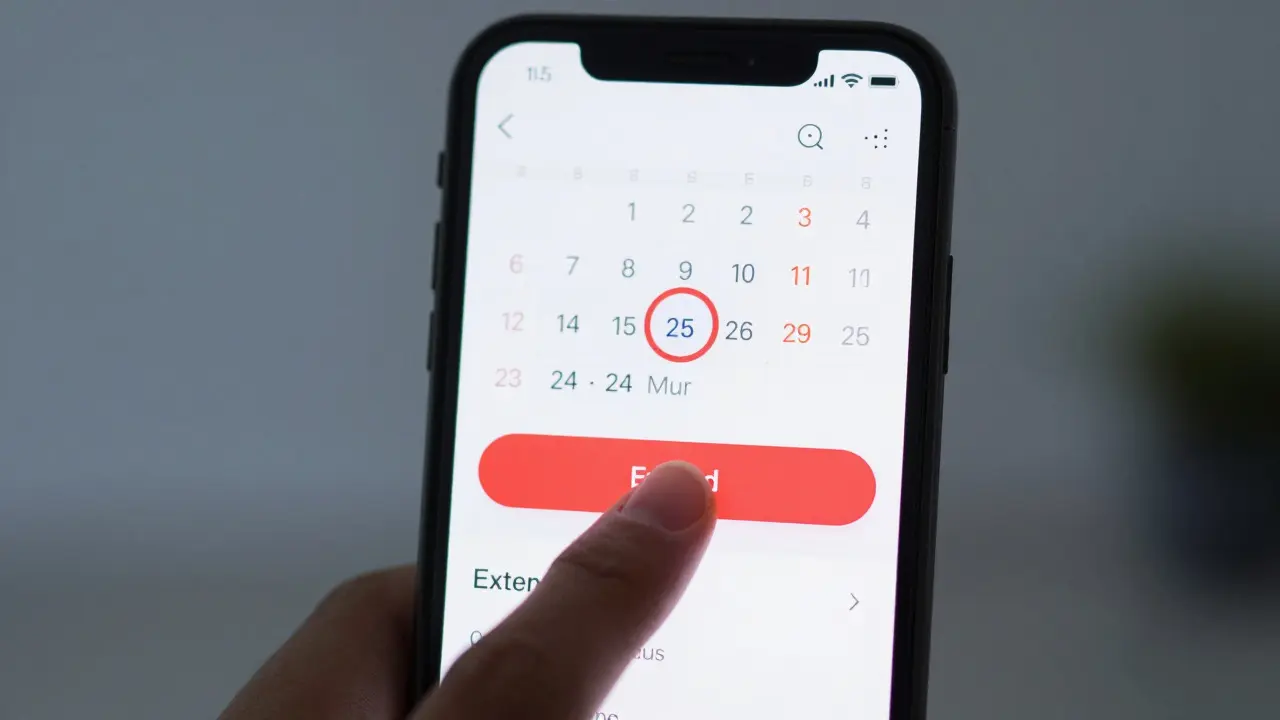 Hand über dem Smartphone-Bildschirm vor Ablauf der Kündigungsfrist