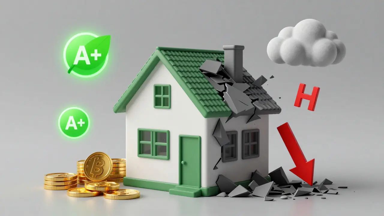 Konzeptionelle Darstellung des Immobilienwerts basierend auf CO2-Emissionen
