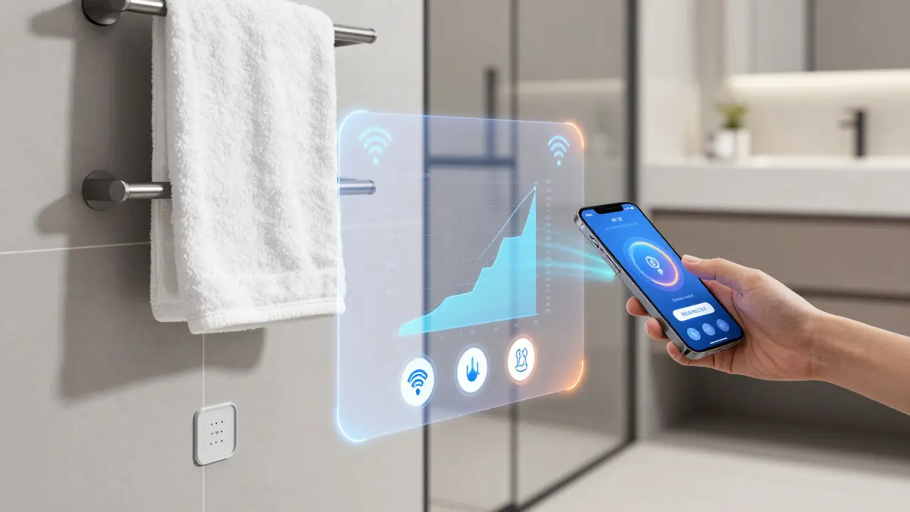 Smart-Home-Heizsteuerung im Bad mit digitalen Schnittstellen und App-Steuerung