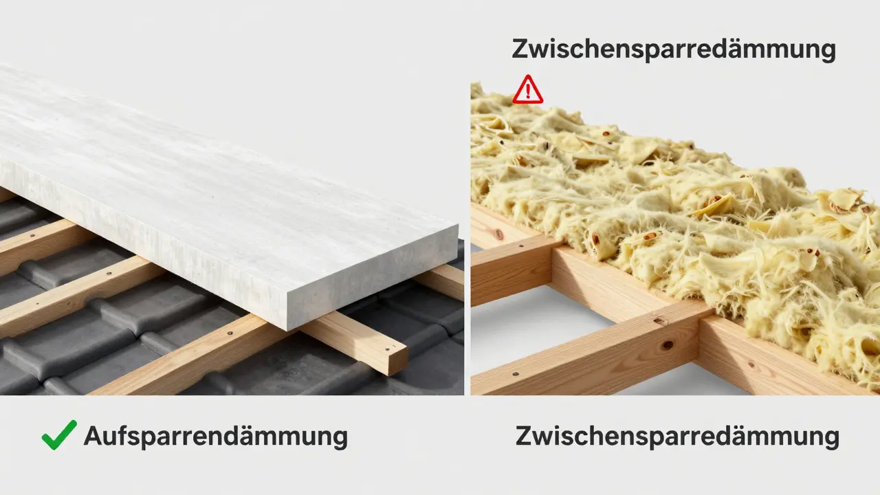 Vergleich von Auf- und Zwischensparrendämmung