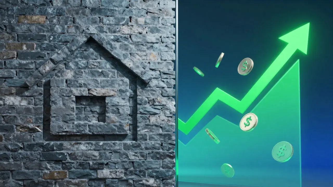 Abstrakte Darstellung von Opportunitätskosten bei Immobilieninvestitionen