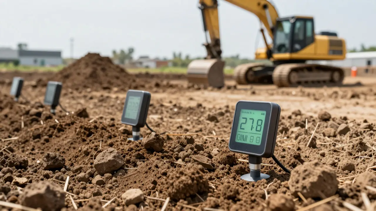IoT-Sensoren zur Überwachung der Bodensanierung auf einer Baustelle