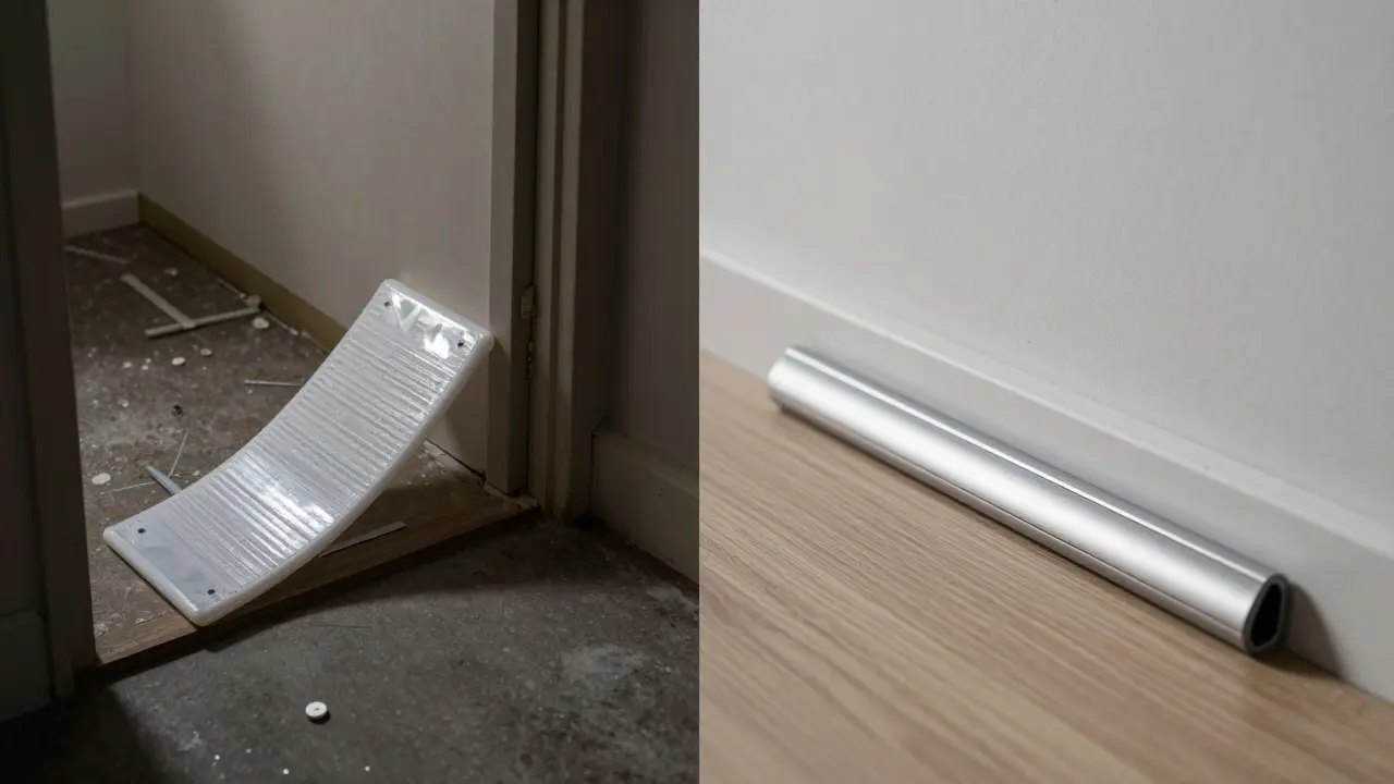 Vergleich einer provisorischen Rampe und einer eleganten Nullschwelle