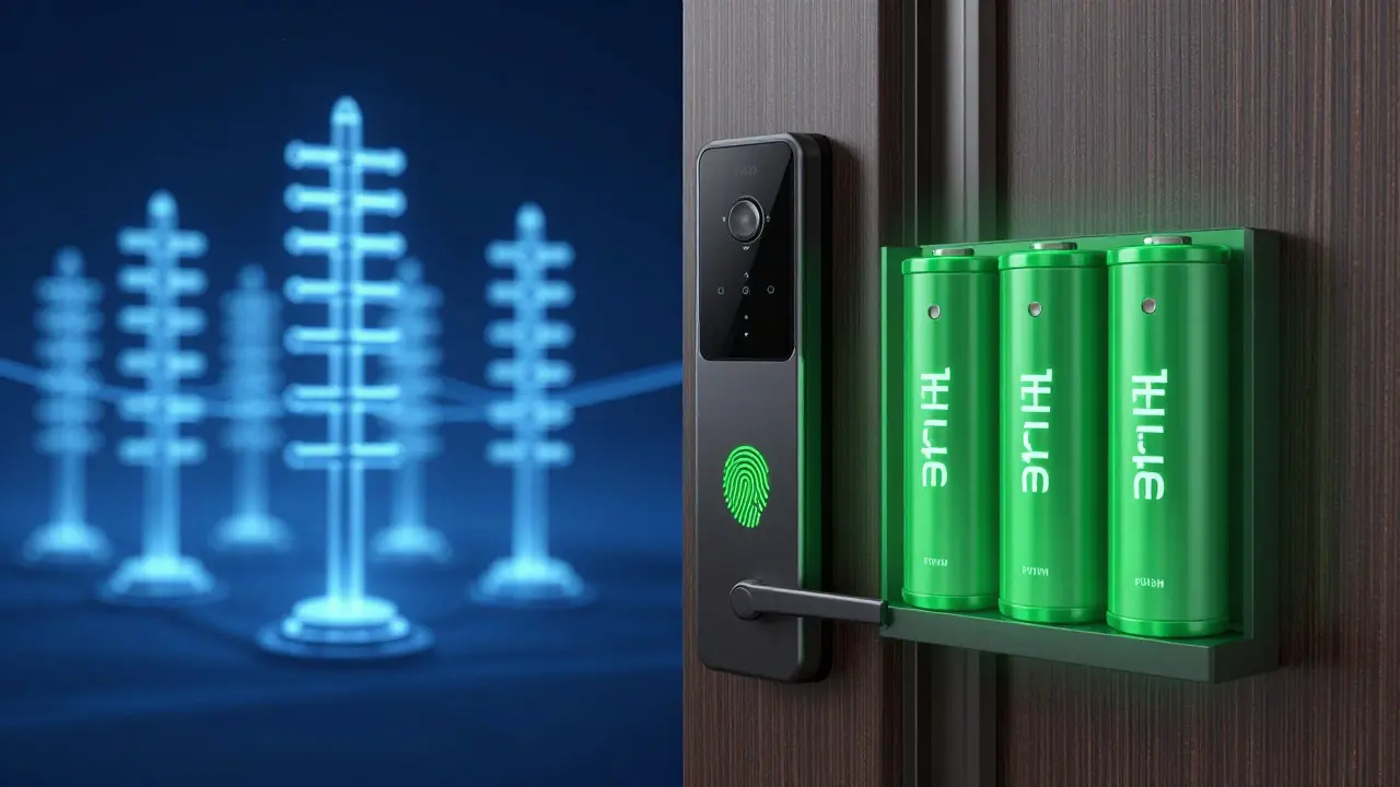 Visual concept of battery backup ensuring smart door functionality