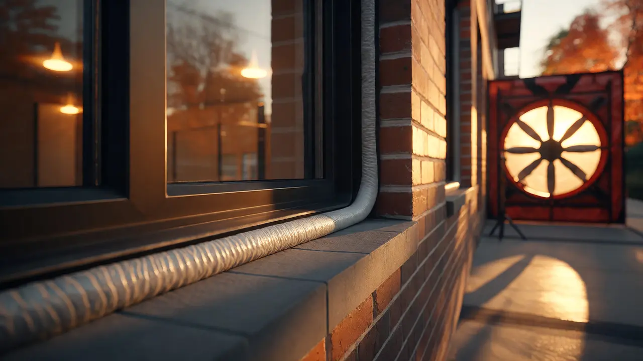 Window connection with expanding foam sealant on facade