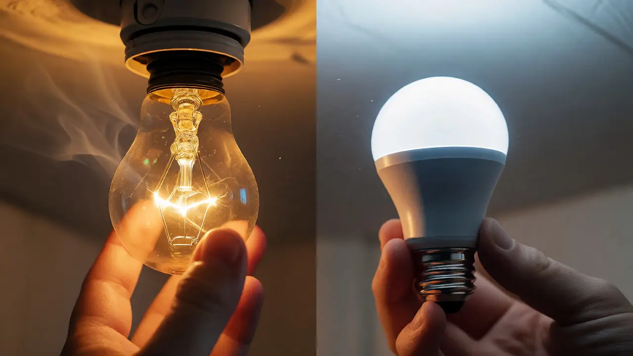 Austausch einer Glühbirne durch eine energiesparende LED-Lampe